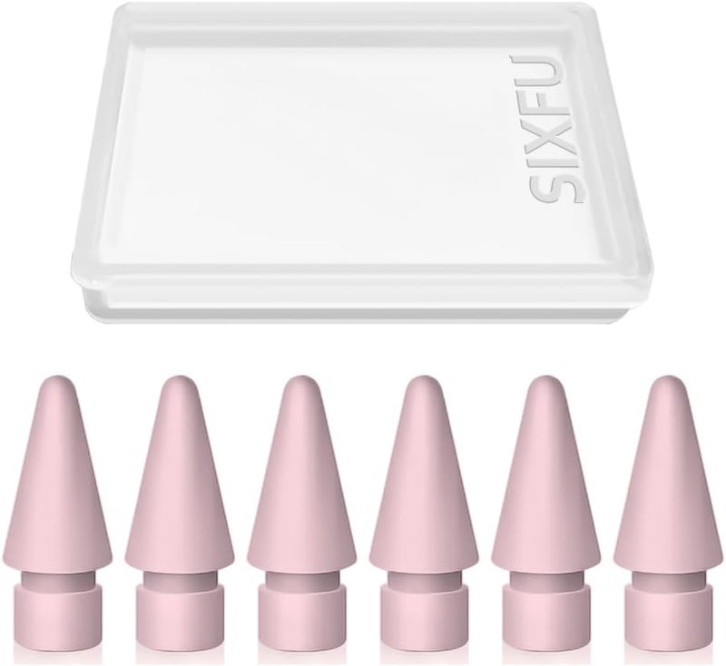 SIXFU 6 Pack Tips for Apple Pencil tip, Apple Pen Tip Compatible with iPad Pencil Tip with Cover Case for Apple Pencil Pro/USB-C/ 1st Gen/ 2nd Generation iPencil(Pink) - Image 1